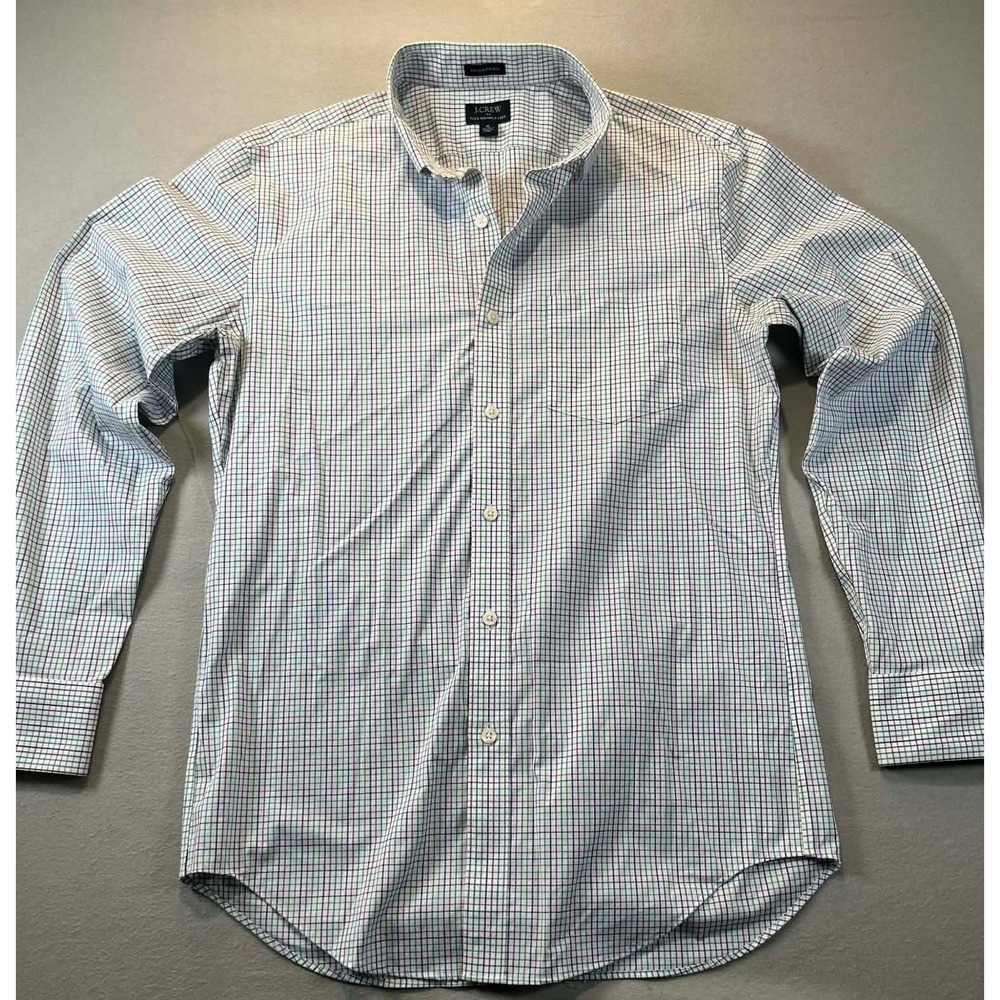 J.Crew Thompson Flex Wrinkle Free Shirt Mens Medium Green Purple Plaid L6211